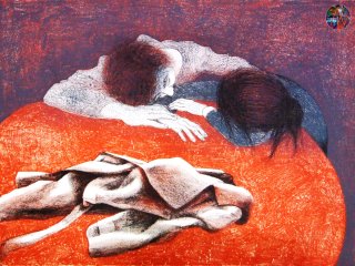 001 - L'Incontro  (The Encounter ) - cm. 50x70 - Litografia (Lithography)